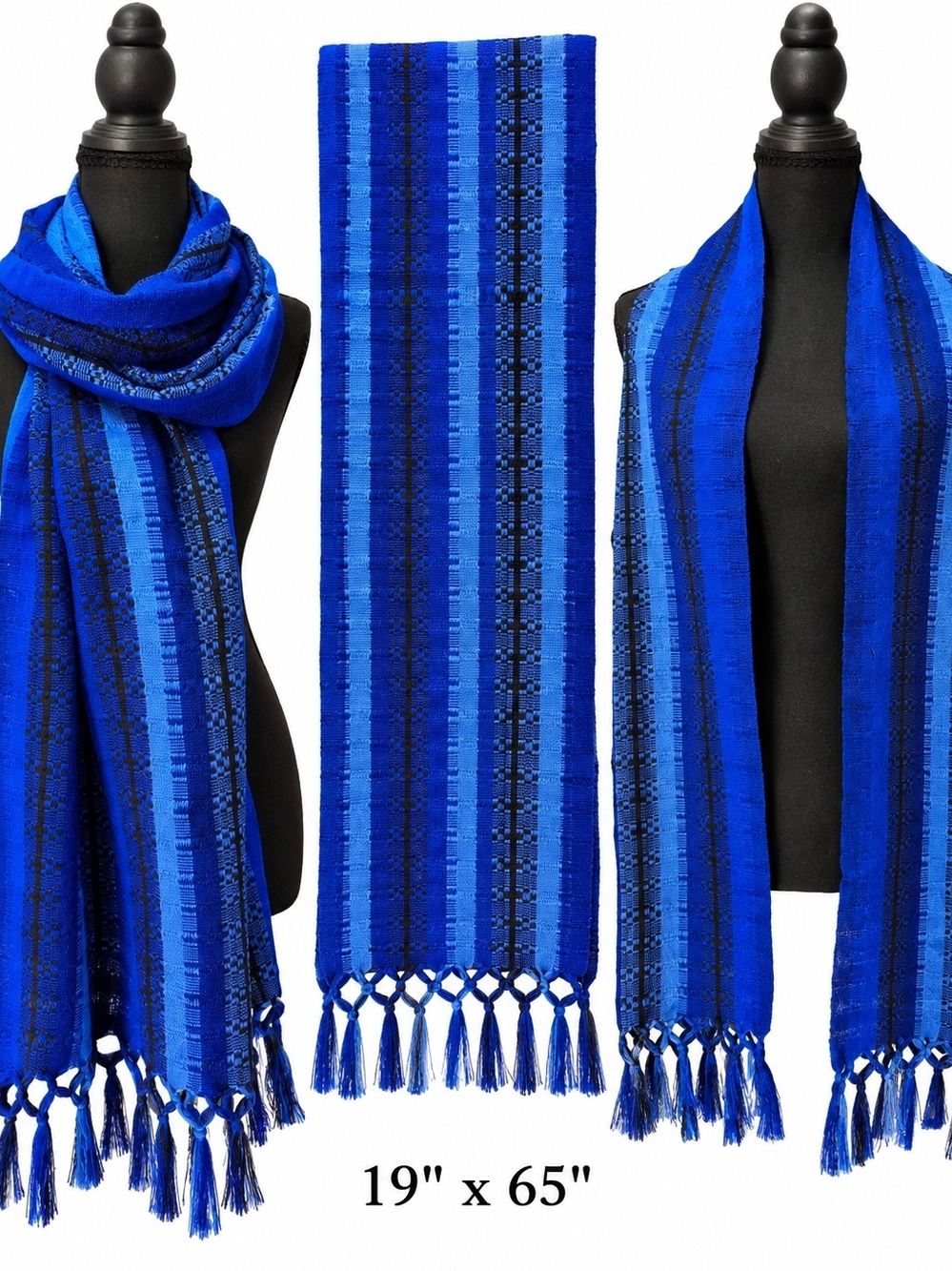 Blue Striped Woven Scarf - Lightweight Women's Accessory